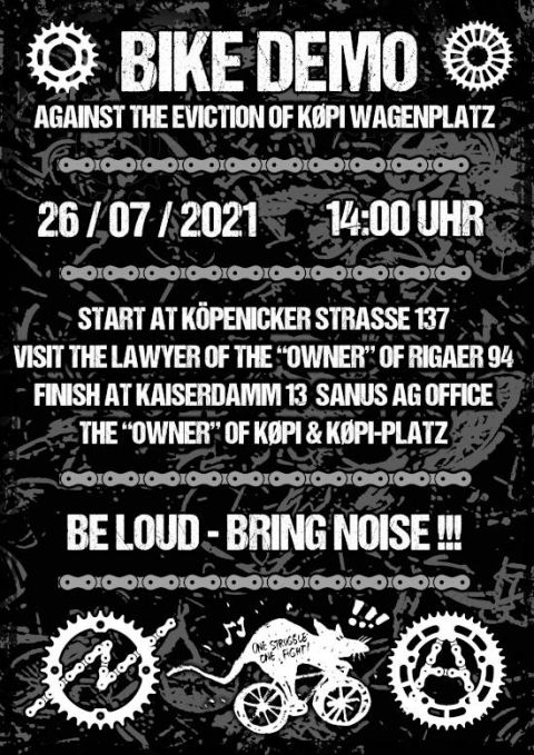 Bike Demo against the eviction of Køpi Wagenplatz